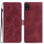 For Samsung Galaxy A03 Core Rose Flower Embossing Pattern Leather Phone Case(Red)