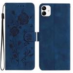 For Samsung Galaxy A04 Rose Flower Embossing Pattern Leather Phone Case(Dark Blue)