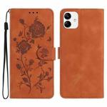 For Samsung Galaxy A04 Rose Flower Embossing Pattern Leather Phone Case(Brown)