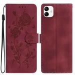 For Samsung Galaxy A04e Rose Flower Embossing Pattern Leather Phone Case(Red)