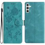 For Samsung Galaxy A04S Rose Flower Embossing Pattern Leather Phone Case(Green)