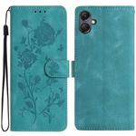 For Samsung Galaxy A05 Rose Flower Embossing Pattern Leather Phone Case(Green)