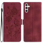 For Samsung Galaxy A05S Rose Flower Embossing Pattern Leather Phone Case(Red)