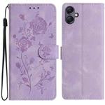 For Samsung Galaxy A07 Rose Flower Embossing Pattern Leather Phone Case(Light Purple)