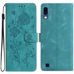 For Samsung Galaxy A10 / M10 Rose Flower Embossing Pattern Leather Phone Case(Green)