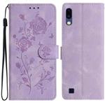 For Samsung Galaxy A10 / M10 Rose Flower Embossing Pattern Leather Phone Case(Light Purple)