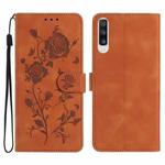 For Samsung Galaxy A10 / M10 Rose Flower Embossing Pattern Leather Phone Case(Brown)