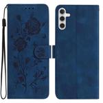 For Samsung Galaxy A26 Rose Flower Embossing Pattern Leather Phone Case(Dark Blue)