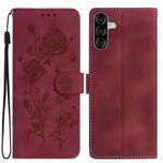 For Samsung Galaxy A26 Rose Flower Embossing Pattern Leather Phone Case(Red)