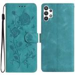 For Samsung Galaxy A32 5G Rose Flower Embossing Pattern Leather Phone Case(Green)