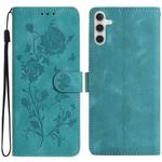 For Samsung Galaxy A35 Rose Flower Embossing Pattern Leather Phone Case(Green)