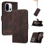 For OnePlus 13T Cubic Skin Feel Flip Leather Phone Case(Brown)