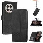 For OnePlus Ace 5 / 13R Global Cubic Skin Feel Flip Leather Phone Case(Black)