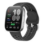 For Amazfit Bip 6 Silver Buckle Solid Color Silicone Watch Band(Black)