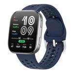 For Amazfit Bip 6 Silver Buckle Solid Color Silicone Watch Band(Ink Blue)