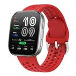 For Amazfit Bip 6 Silver Buckle Solid Color Silicone Watch Band(Red)