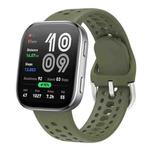 For Amazfit Bip 6 Silver Buckle Solid Color Silicone Watch Band(Dark Green)