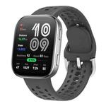 For Amazfit Bip 6 Silver Buckle Solid Color Silicone Watch Band(Dark Grey)