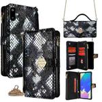 For Samsung Galaxy F06 5G Crossbody Handle Snake Texture Leather Phone Case(Black)