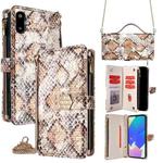 For Samsung Galaxy F06 5G Crossbody Handle Snake Texture Leather Phone Case(White)
