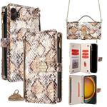 For Samsung Galaxy Xcover 7 Pro 5G Crossbody Handle Snake Texture Leather Phone Case(White)