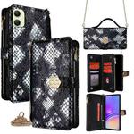 For Samsung Galaxy A05 4G Crossbody Handle Snake Texture Leather Phone Case(Black)