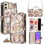 For Samsung Galaxy A05 4G Crossbody Handle Snake Texture Leather Phone Case(White)