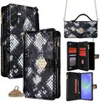 For Samsung Galaxy A36 5G Crossbody Handle Snake Texture Leather Phone Case(Black)