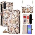 For Samsung Galaxy A36 5G Crossbody Handle Snake Texture Leather Phone Case(White)