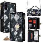 For Sharp Basio Active3 Crossbody Handle Snake Texture Leather Phone Case(Black)