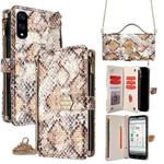 For Sharp Basio Active3 Crossbody Handle Snake Texture Leather Phone Case(White)