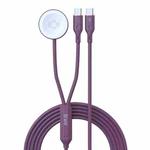 1-To-2 Type-C to Type-C Charging Cable Watch Wireless Charger for Apple Watch Series(Purple)