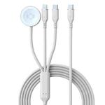 1-To-3 Type-C to 8 Pin / Type-C Charging Cable Watch Wireless Charger for Apple Watch Series(White)