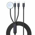 1-To-3 Type-C to 8 Pin / Type-C Charging Cable Watch Wireless Charger for Apple Watch Series(Black)
