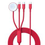 1-To-3 Type-C to 8 Pin / Type-C Charging Cable Watch Wireless Charger for Apple Watch Series(Red)