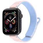 For Apple Watch 42mm / 41mm / 40mm / 38mm Slim I-shaped Magnetic Silicone Watch Band(Silver+Blue Pink)
