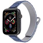 For Apple Watch 42mm / 41mm / 40mm / 38mm Slim I-shaped Magnetic Silicone Watch Band(Black+Dark Blue Grey)