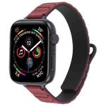 For Apple Watch 46mm / 49mm / 45mm / 44mm Slim I-shaped Magnetic Silicone Watch Band(Black+Wine Red Black)