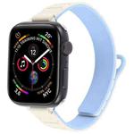 For Apple Watch 46mm / 49mm / 45mm / 44mm Slim I-shaped Magnetic Silicone Watch Band(Silver+Blue White)