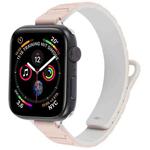 For Apple Watch 46mm / 49mm / 45mm / 44mm Slim I-shaped Magnetic Silicone Watch Band(Silver+Milk Tea Starlight)