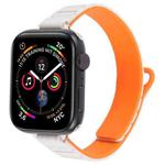 For Apple Watch 46mm / 49mm / 45mm / 44mm Slim I-shaped Magnetic Silicone Watch Band(Silver+Starlight Orange)