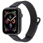 For Apple Watch 46mm / 49mm / 45mm / 44mm Slim I-shaped Magnetic Silicone Watch Band(Black+Black)