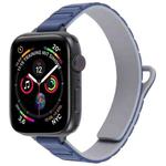 For Apple Watch 46mm / 49mm / 45mm / 44mm Slim I-shaped Magnetic Silicone Watch Band(Black+Dark Blue Grey)