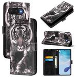 For Google Pixel 9a Colored Drawing Pattern Plain Weave Leather Phone Case(Black And White Tiger)