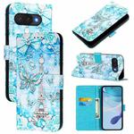 For Google Pixel 9a Colored Drawing Pattern Plain Weave Leather Phone Case(Tower Butterfly)