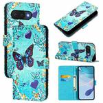 For Google Pixel 9a Colored Drawing Pattern Plain Weave Leather Phone Case(Love Butterfly)