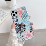 For iPhone 11 Colorful Laser Flower Series TPU Mobile Phone Case with Diamond Ring Holder(Red Flower)