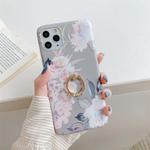 For iPhone 11 Colorful Laser Flower Series TPU Mobile Phone Case with Diamond Ring Holder(Pink Flower)