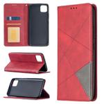 For OPPO Realme C11 Rhombus Texture Horizontal Flip Magnetic Leather Case with Holder & Card Slots(Red)