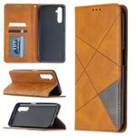 For OPPO Realme 6 Rhombus Texture Horizontal Flip Magnetic Leather Case with Holder & Card Slots(Yellow)